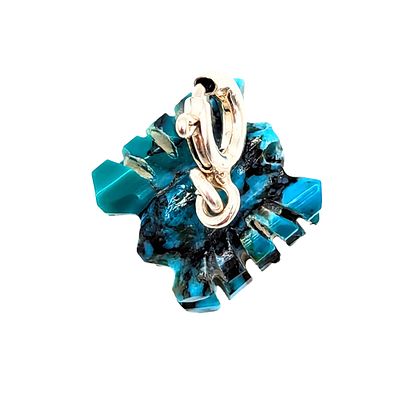 Native Hand Carved Ice Blue Turquoise Sterling Silver Butterfly Charm. Native Hand Carved Ice 