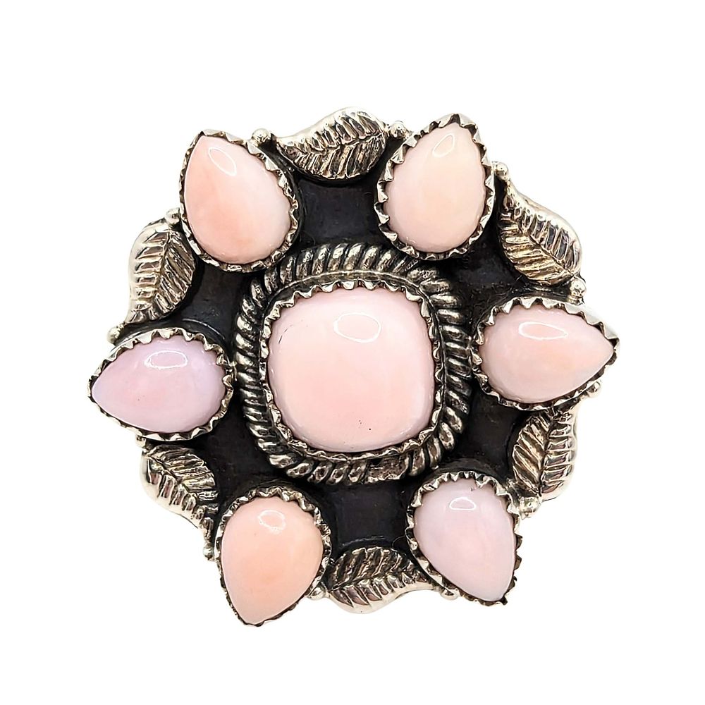 Lot 212: Southwest Sterling Silver Pink Opal Multi Stone Ring
