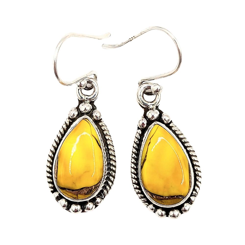 Lot 276: Southwest Sterling Silver Honey Dhalia Turquoise Dangle Drop Earrings
