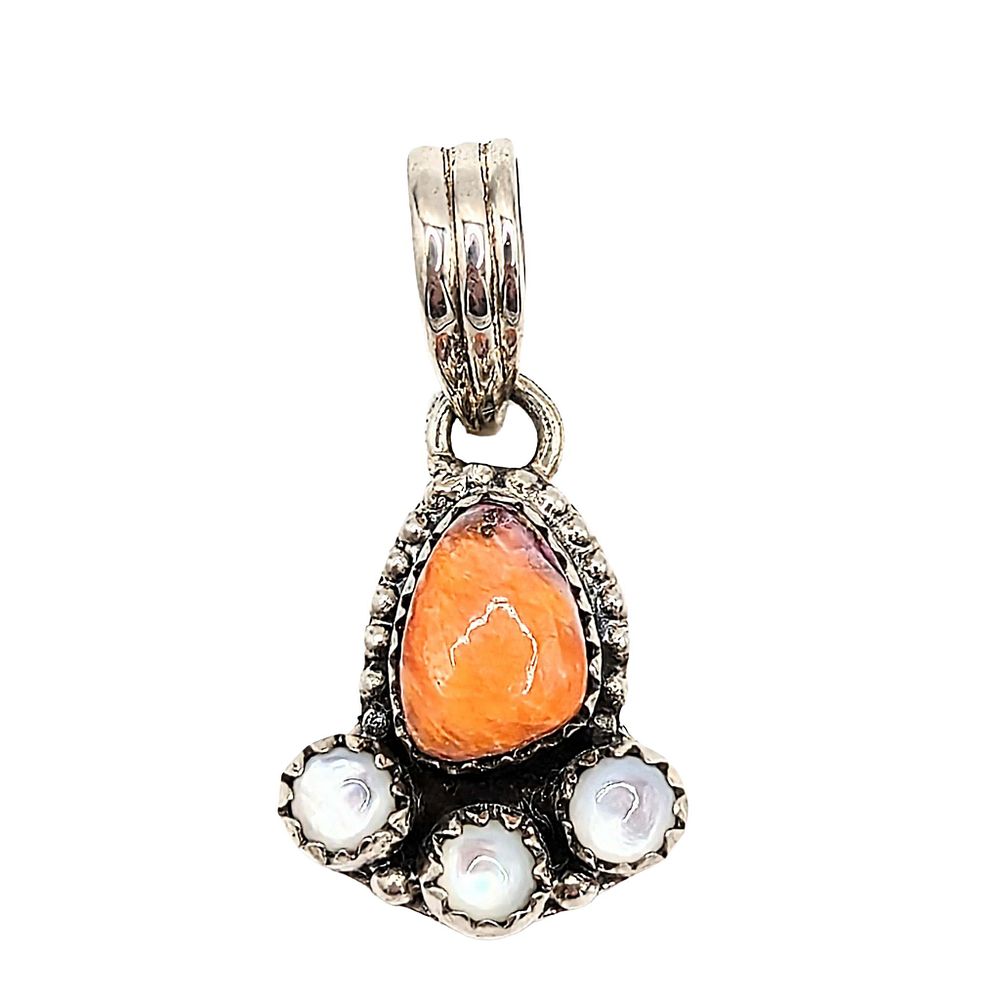 Lot 279: Southwest Sterling Silver Multi Gemstone Drop Pendant