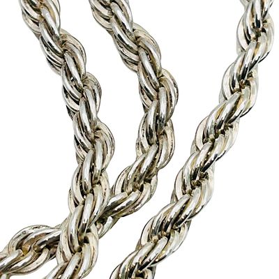 Sterling, Rope Chain Necklace. Sterling rope chain necklace. 46.87g. 20.5in.