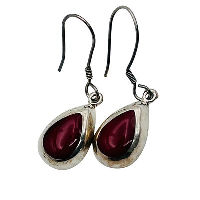 Mexico Sterling Carnelian Teardrop Hook Back Earrings. Mexico Sterling Carnelian Teardrop hook 