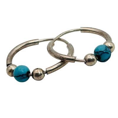 Southwest Sterling Turquoise Endless Hoops. Southwest Sterling turquoise endless hoops 2.0g