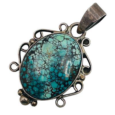 Sterling Turquoise Oval Decorative Pendant. Sterling turquoise oval decorative pendant 4.8g
