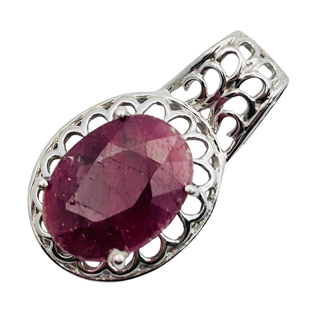 Lot 180: GO Sterling Ruby Oval Pendant