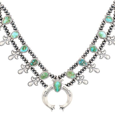 Adrienne Gordon Navajo Sterling Sonoran Gold Turquoise Squash Blossom 76g