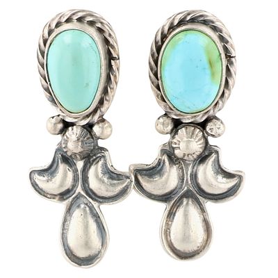 Adrienne Gordon Navajo Sterling Sonoran Gold Turquoise Earrings 6.5g
