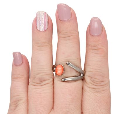 Tom Lewis Navajo Sterling Spiny Oyster Adjustable Ring 6g, Sz 10