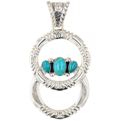 Running Bear Navajo Sterling Turquoise Pendant 21g