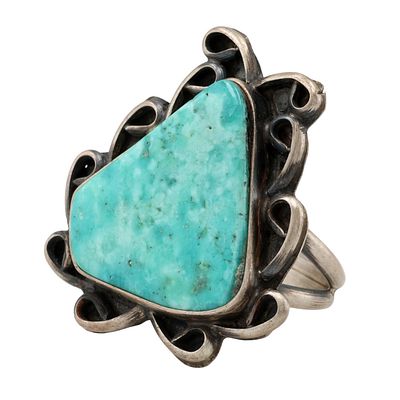 Betta Lee Navajo Sterling Sonoran Gold Turquoise Ring Sz 7.5, 9g