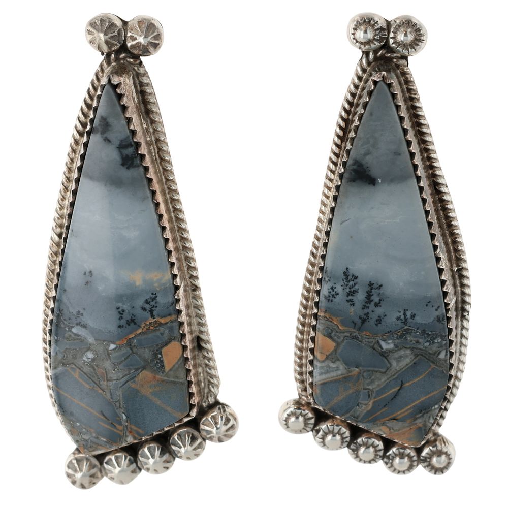 Lot 152: Phillip Yazzie Navajo Sterling Jasper Earrings