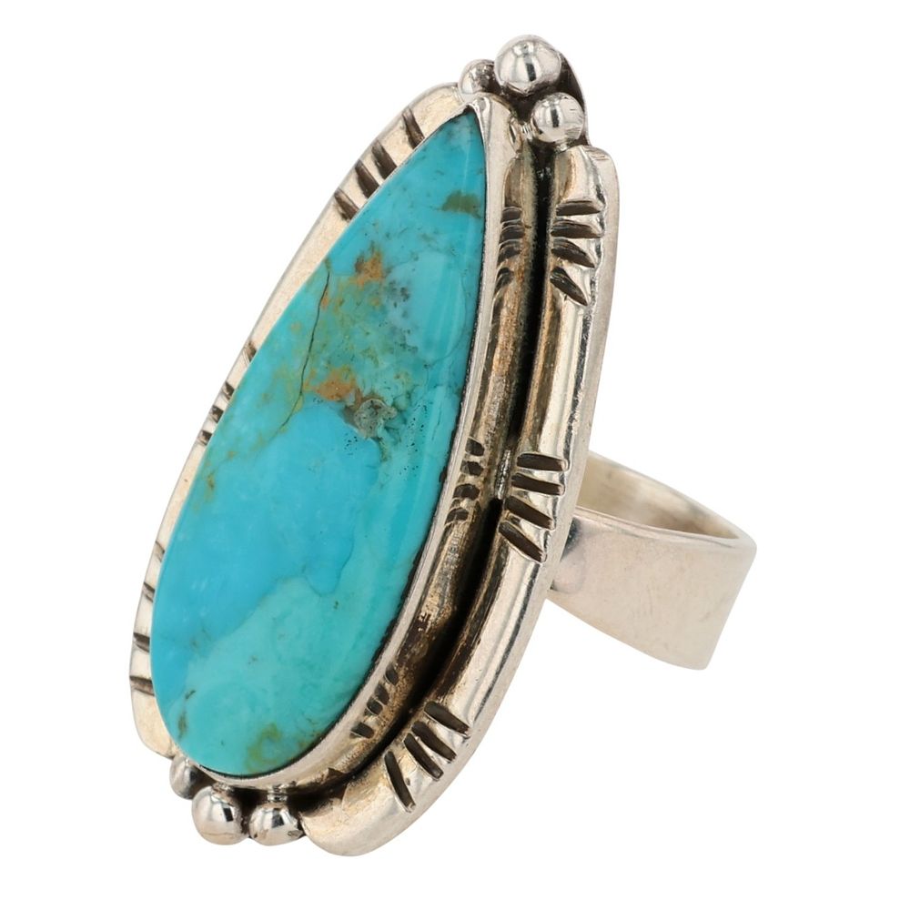 Lot 176: HaDa Collection Sterling Kingman Turquoise Adjustable Ring