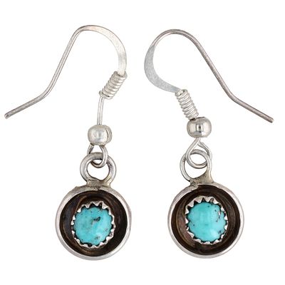 Richardson's Trading Post Phil Garcia Navajo Sterling Turquoise Earrings. Presented in 