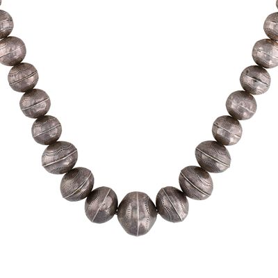 Richardson's Trading Post Vintage Navajo Handmade Sterling Beaded Necklace. Presented in 