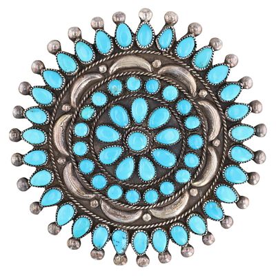 Richardson's Trading Post Victor Moses Begay Navajo Sterling Turquoise Brooch. Presented in 