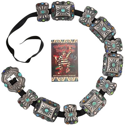 Richardson's Trading Post Kirk Smith Navajo Sterling Multi-Stone Concho Belt. Presented in 