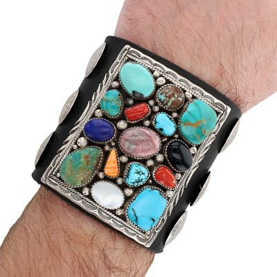 Richardson's Trading Post Navajo Sterling 15 Stone Concho Bow Guard. Presented in partnership 