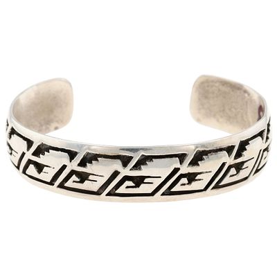 Richardson's Trading Post Signed Hopi Sterling Overlay Cuff Bracelet. Presented in partnership 