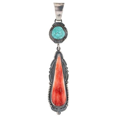 Richardson's Trading Post Vintage Tommy Jackson Navajo Sterling Multi-Stone Pendant. Presented 