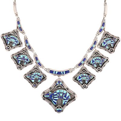 Richardson's Trading Post Signed Vintage Zuni Sterling Multi-Stone Bear Inlay Shadow Box 