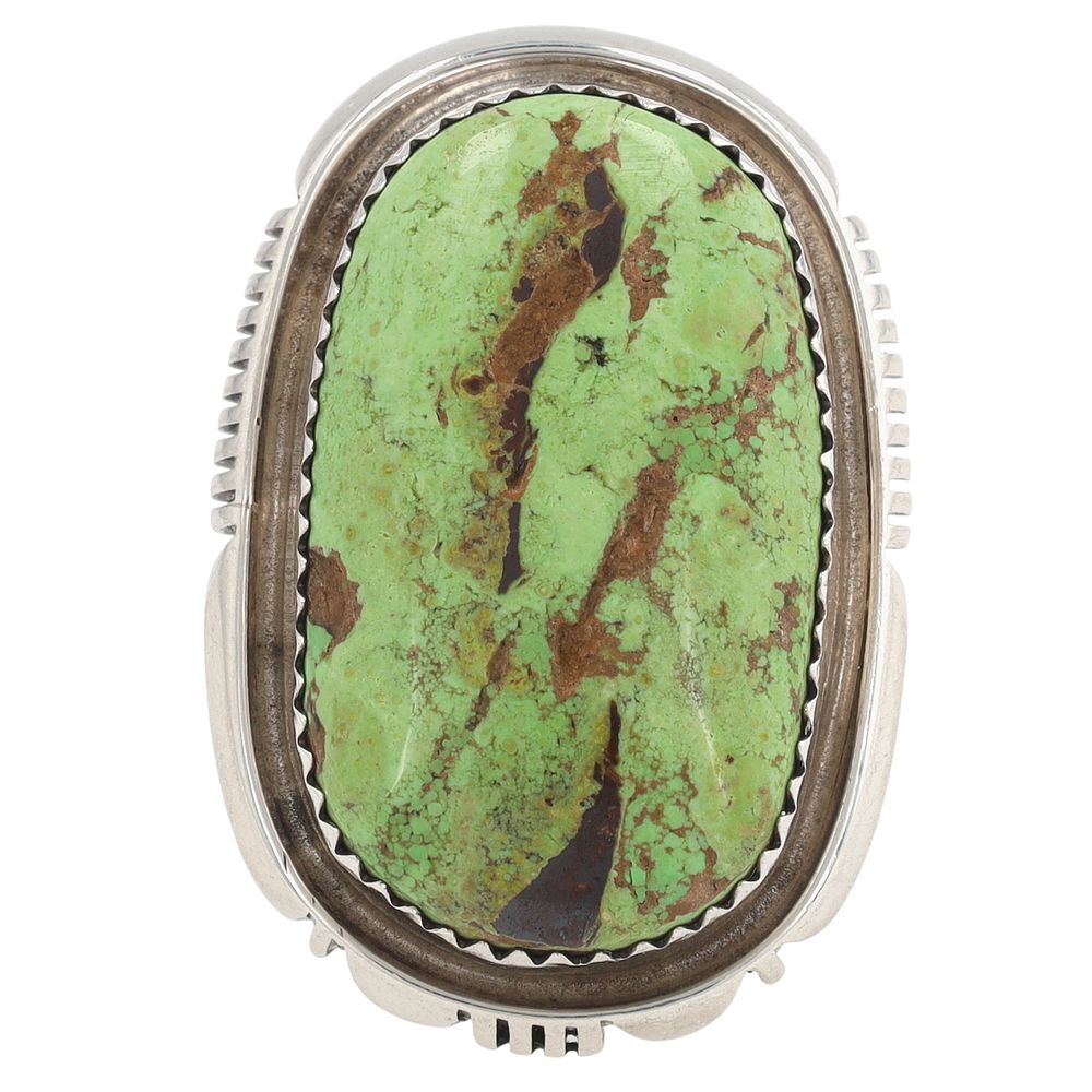 Lot 183: Joe Piaso Jr. Navajo Sterling Gaspeite Ring Sz. 9