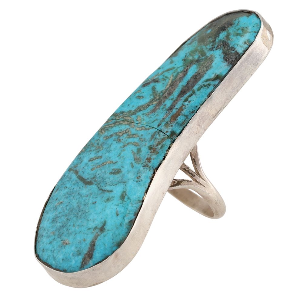 Lot 203: Vintage Navajo Sterling Turquoise Ring Sz. 10.5