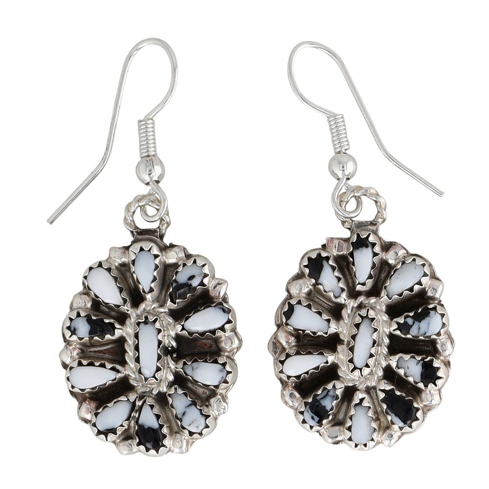 Lot 242: Milton James Navajo Sterling Multi-Stone Reversible Hook Earrings