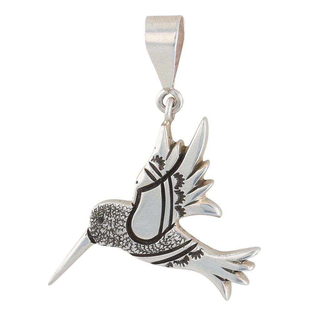 Lot 250: Norman Woody Navajo Plain Silver Hummingbird Pendant