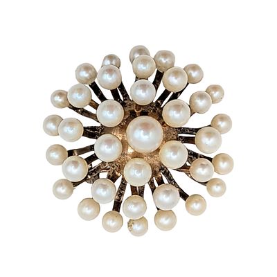 Vintage Gold Over Sterling Faux Pearl Cluster Brooch/Pendant. Vintage Gold Over Sterling, Faux 