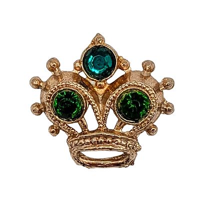 Vintage Gold Tone Metal Rhinestone Crown Brooch. Vintage Gold Tone Metal, Rhinestone Mini Crown 