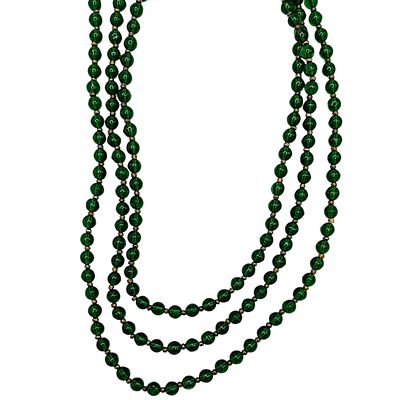 1920's Gold Tone Metal Glass Beaded Flapper Necklace. 1920's Gold Tone Metal, Leaded Glass 