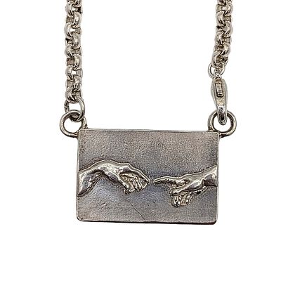 Signed Sterling Silver God's Creation Necklace. 18in Length. Signed Liz Splat 925 Sterling 71. 46.4g