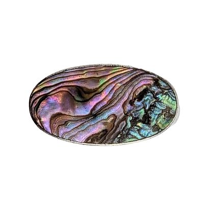 Vintage Sterling Silver Abalone Oval Brooch. Signed Sterling. 1.7g