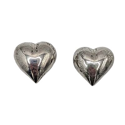 Sterling Silver Puffy Heart Stud Earrings. 4g