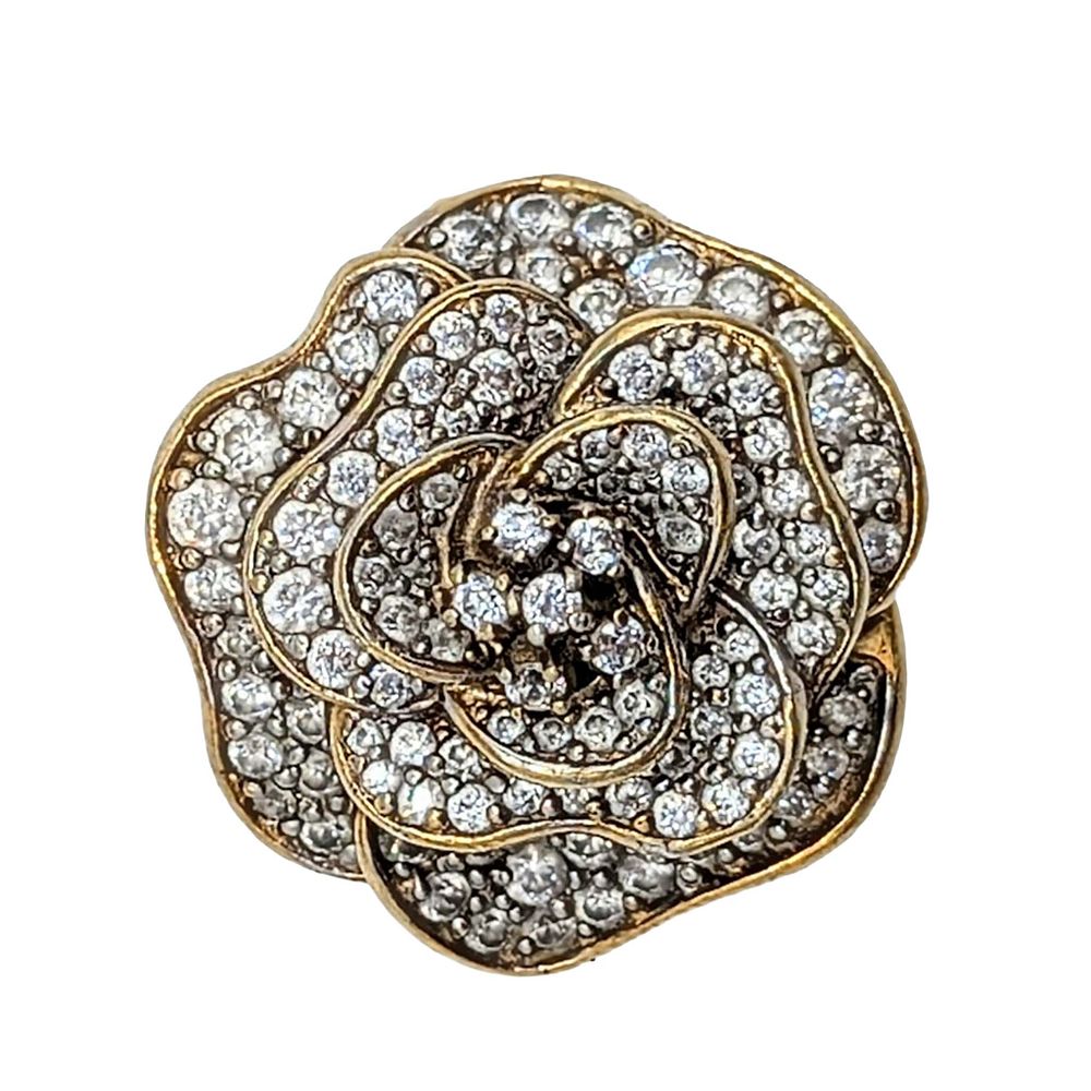 Lot 156: Signed Gold Over Sterling Silver CZ Rose Ring