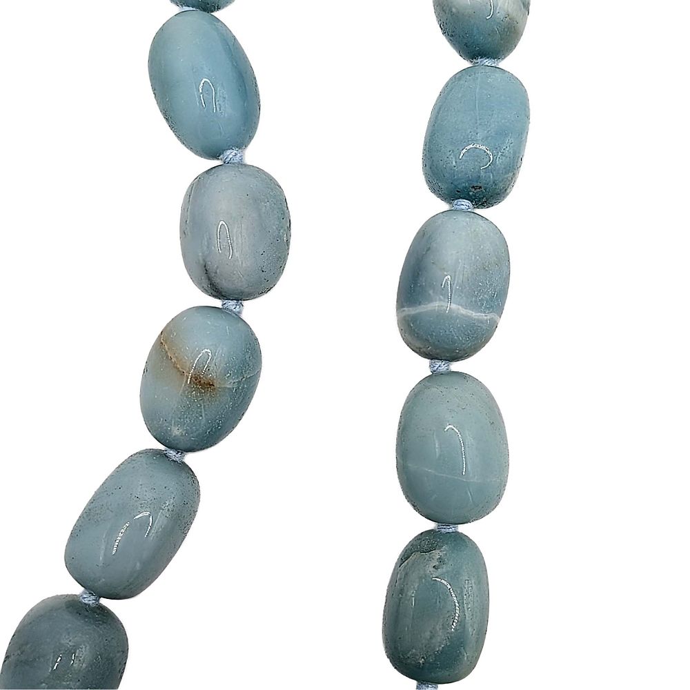 Lot 162: GSJ Sterling Silver Larimar Tumbled Bead Necklace