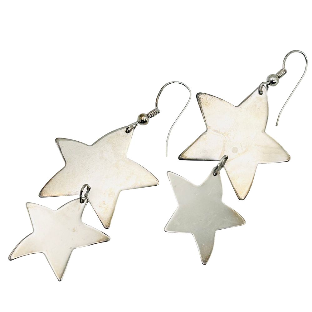 Lot 154: Sterling Southwest Double Star Dangle Hook Back Earrings