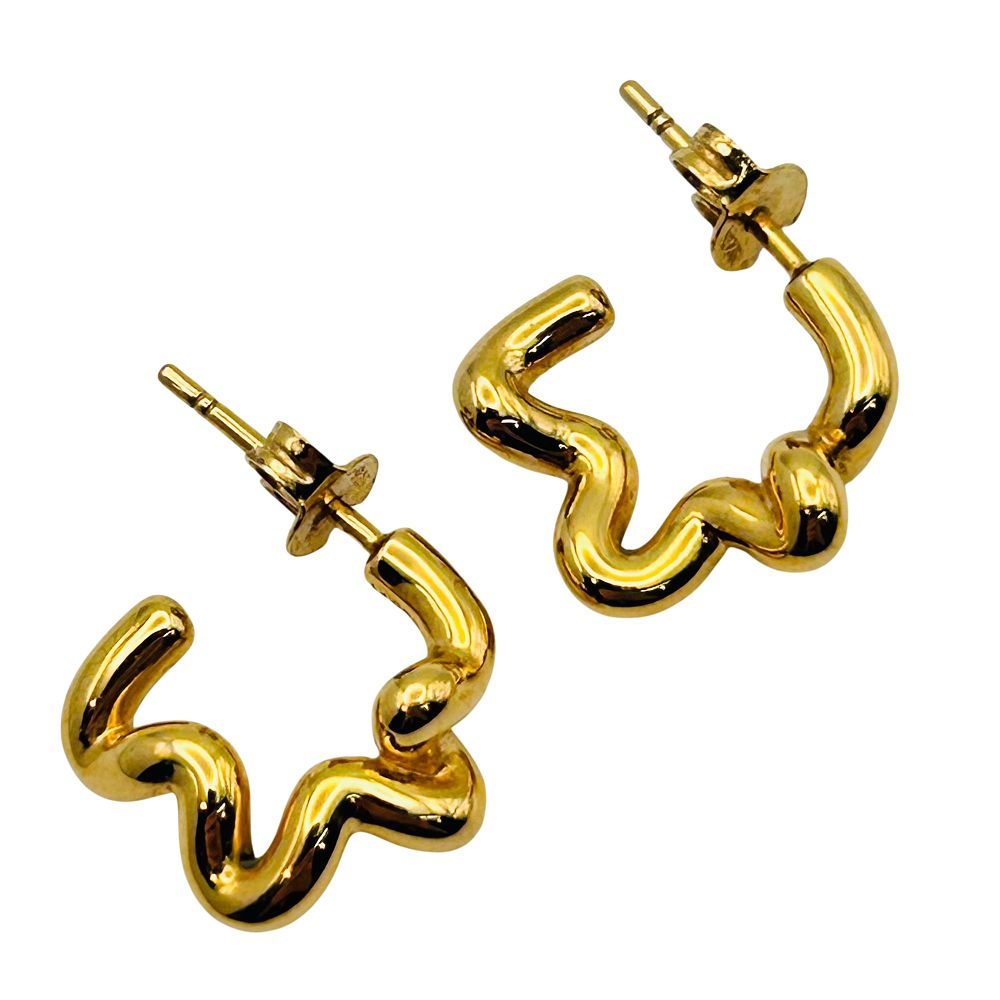 Lot 165: Sterling Modernist Scrunchie Style Earrings. 5.30g