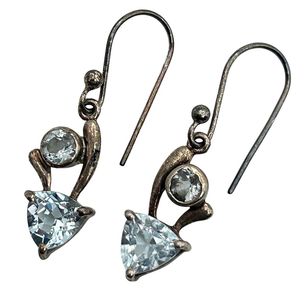 Lot 182: Sterling Topaz Dangle Earrings