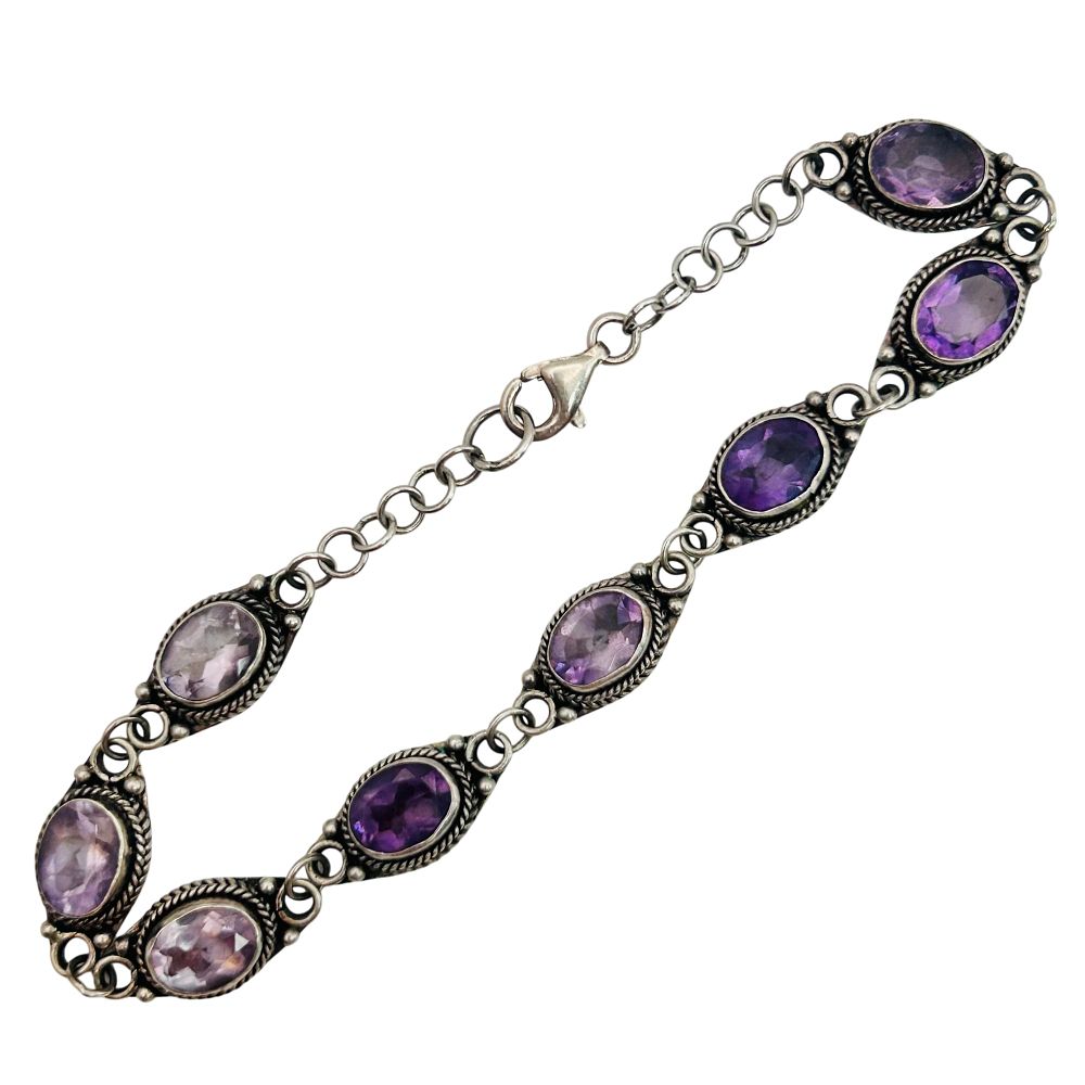 Lot 351: Sterling Amethyst Bracelet