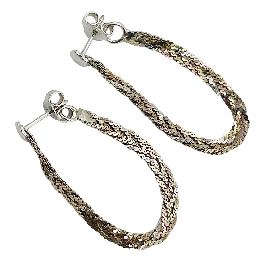 Lot 400: Italy Sterling Braided Stud Looped Earring