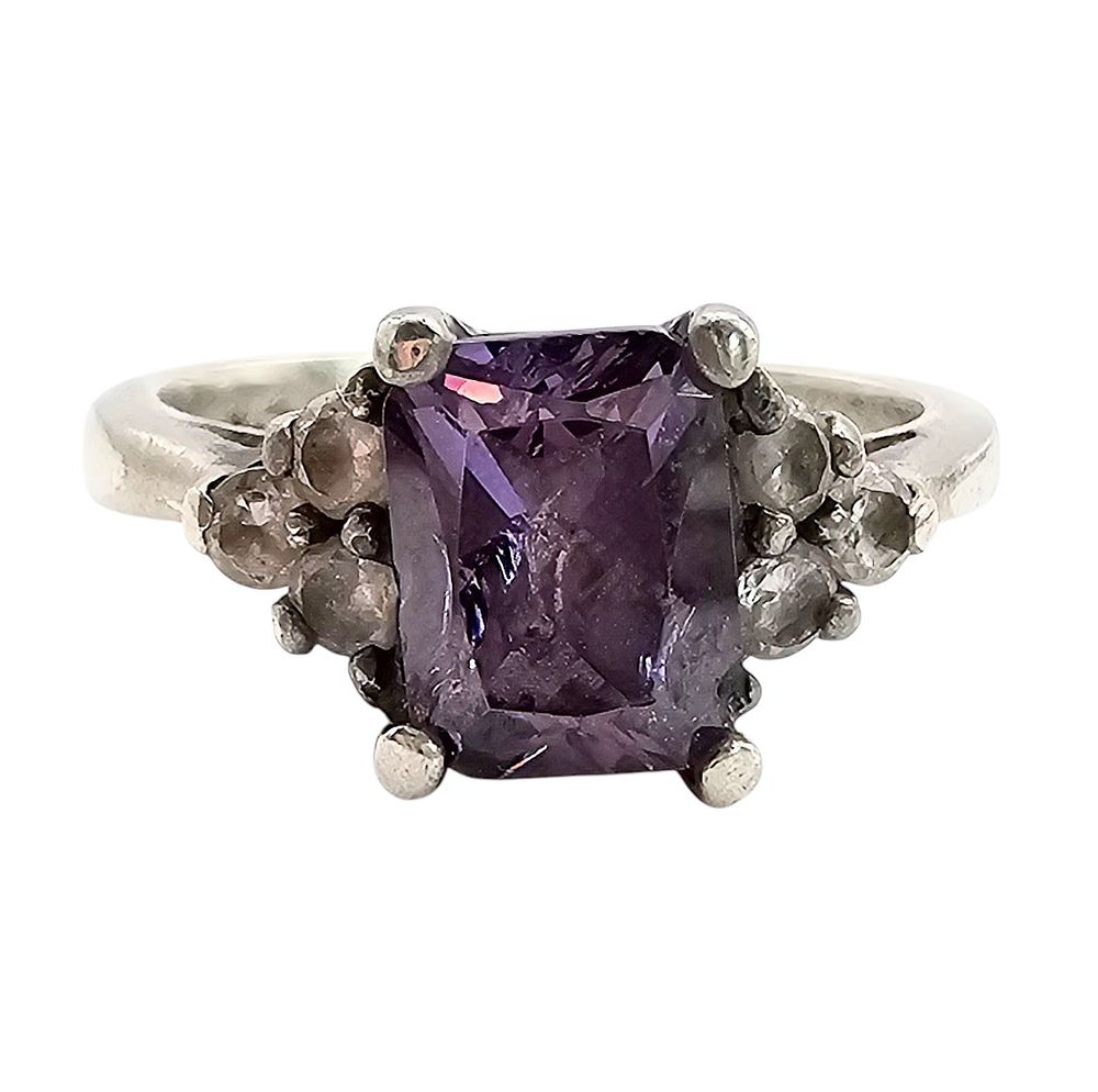Lot 166: Rhinestone Sterling Silver Ring Size 6.5 4.2 G