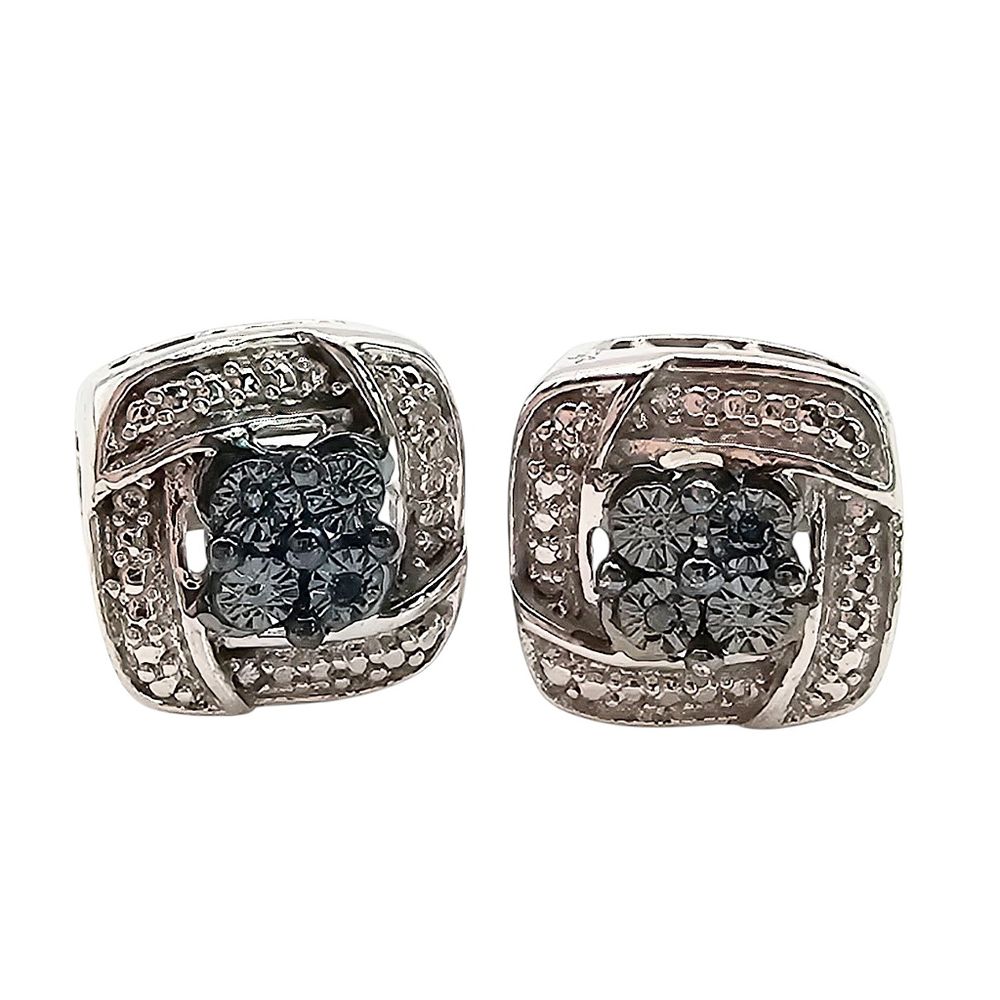 Lot 188: JWBR Diamond Blue And White Sterling Silver Earrings 2.3 G