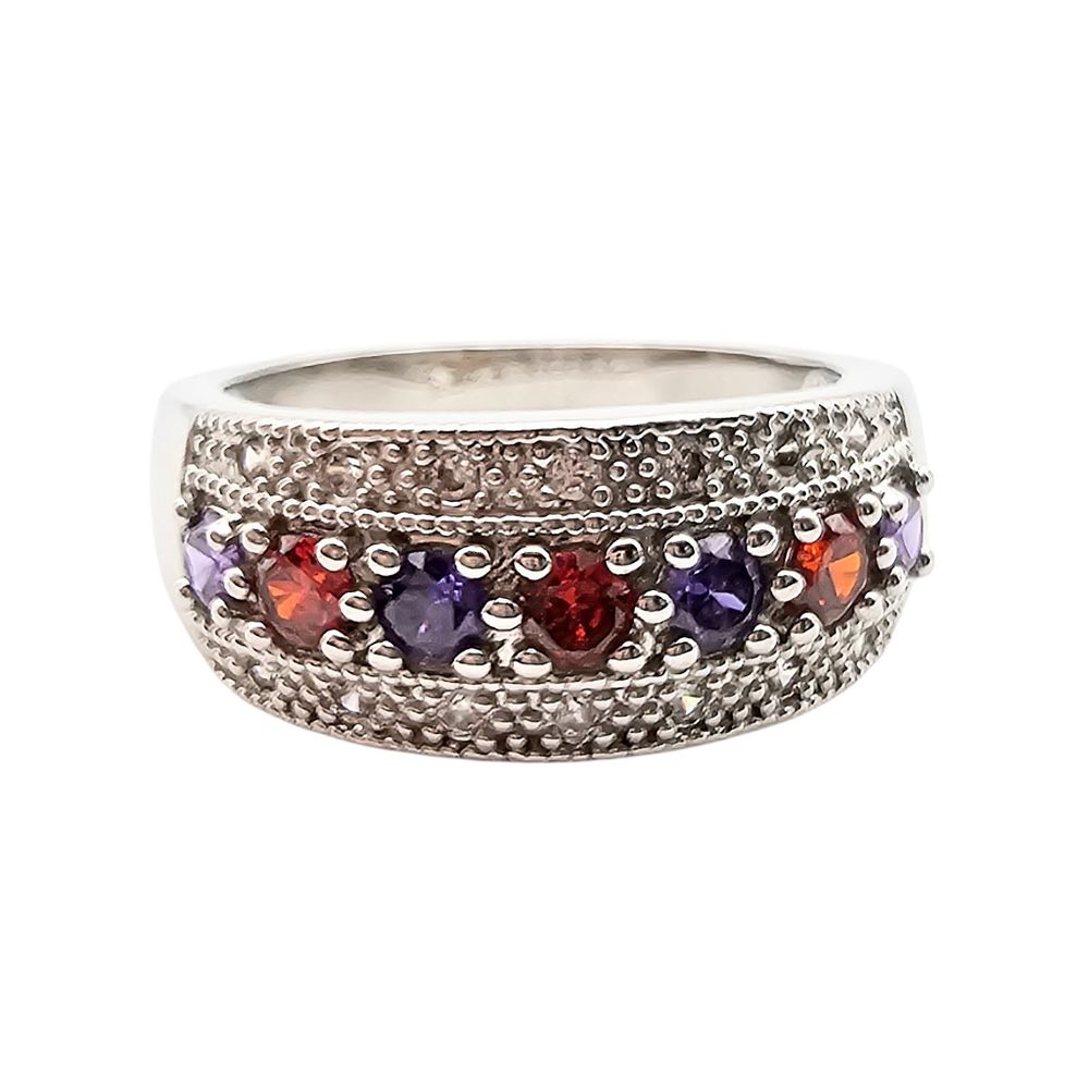 Lot 209: Multi-stone Sterling Silver Ring Size 10 6.3 G