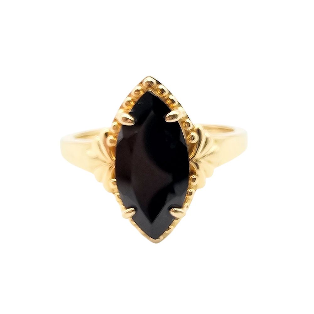 Lot 221: DK Black Tourmaline Gold Over Sterling Silver Ring Size 11.5 6.5 G