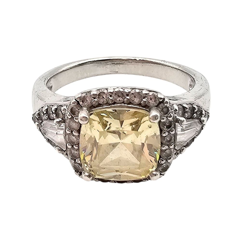 Lot 230: FC Cubic Zirconia Sterling Silver Ring Size 7.75 5.2 G