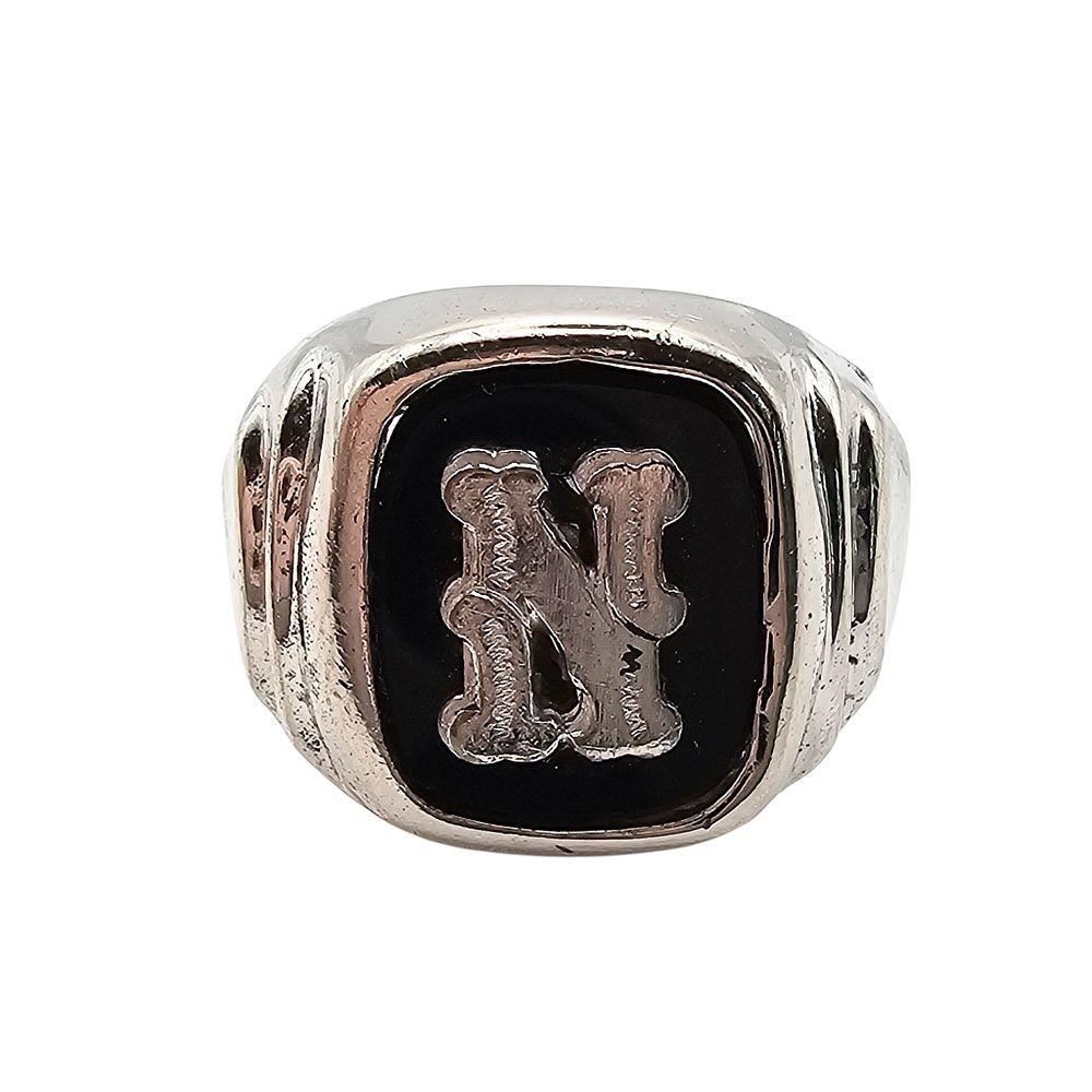 Lot 235: ESPO Onyx Sterling Silver N Ring Size 6.5 5.6 G