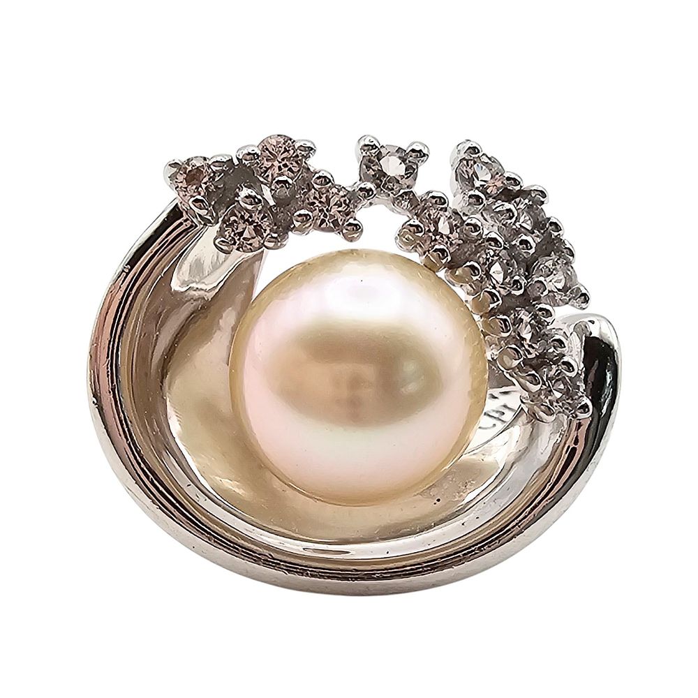 Lot 238: Clear Stone Pearl Sterling Silver Ring Size 11.75 8.1 G NWT