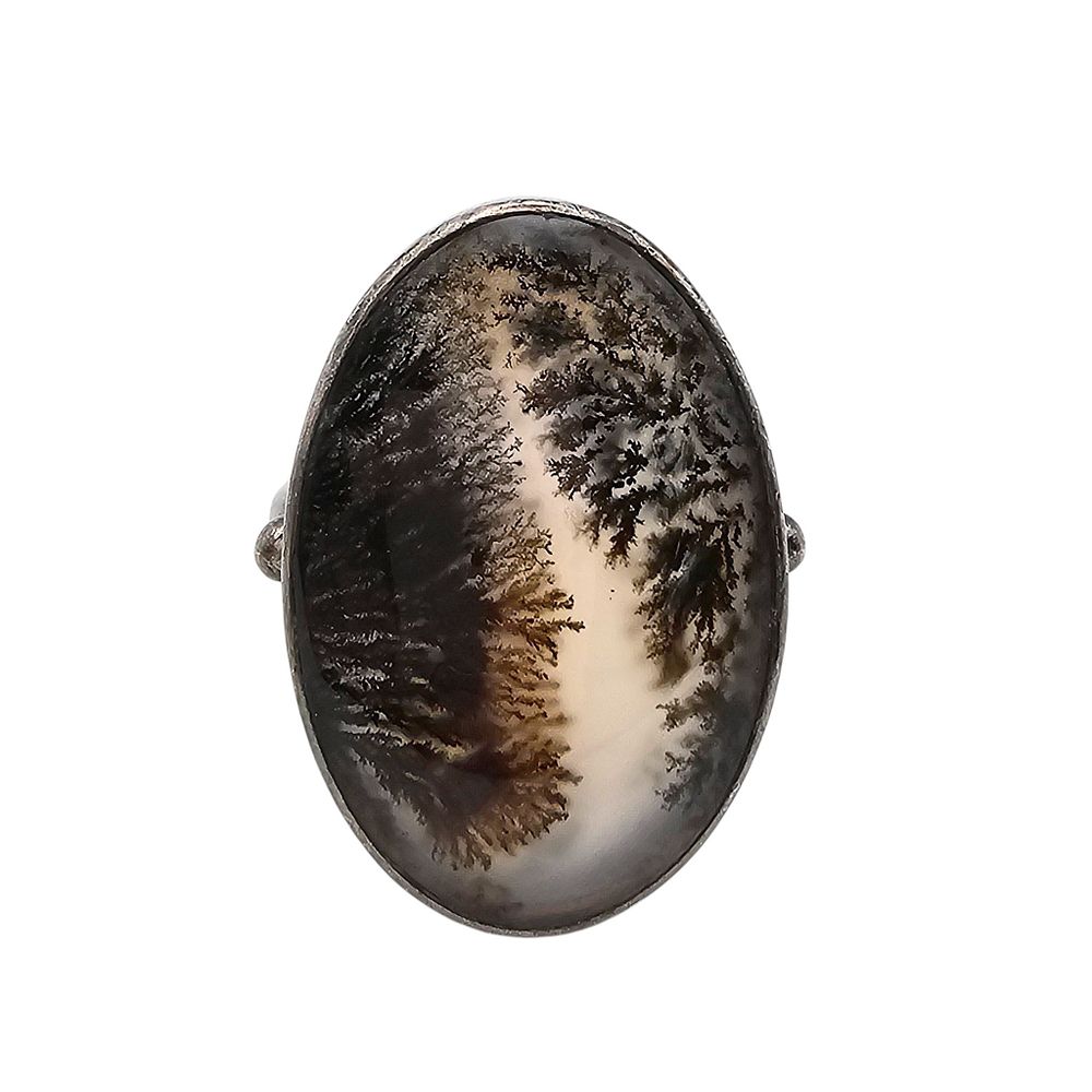 Lot 273: Dendritic Opal Sterling Silver Ring Size 7.5 11 G