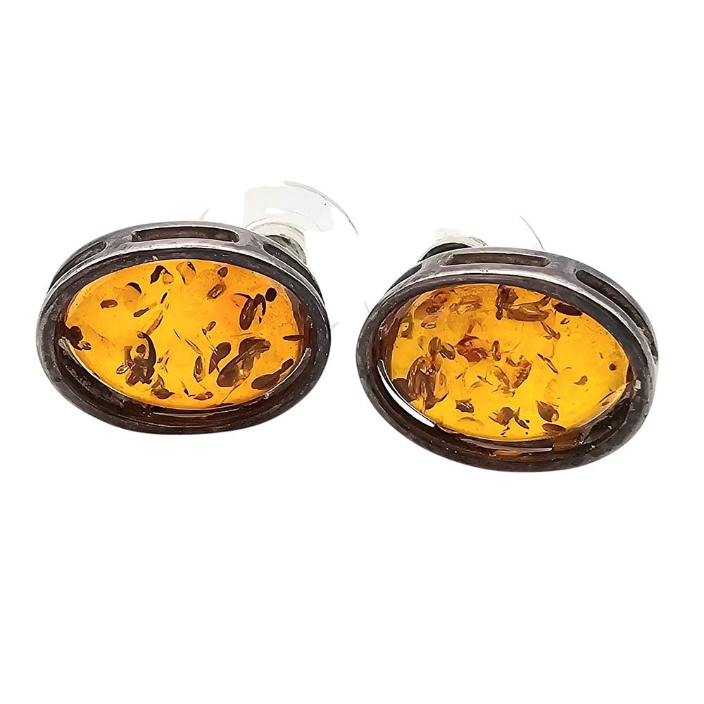 Lot 279: Amber Sterling Silver Earrings 4.4 G